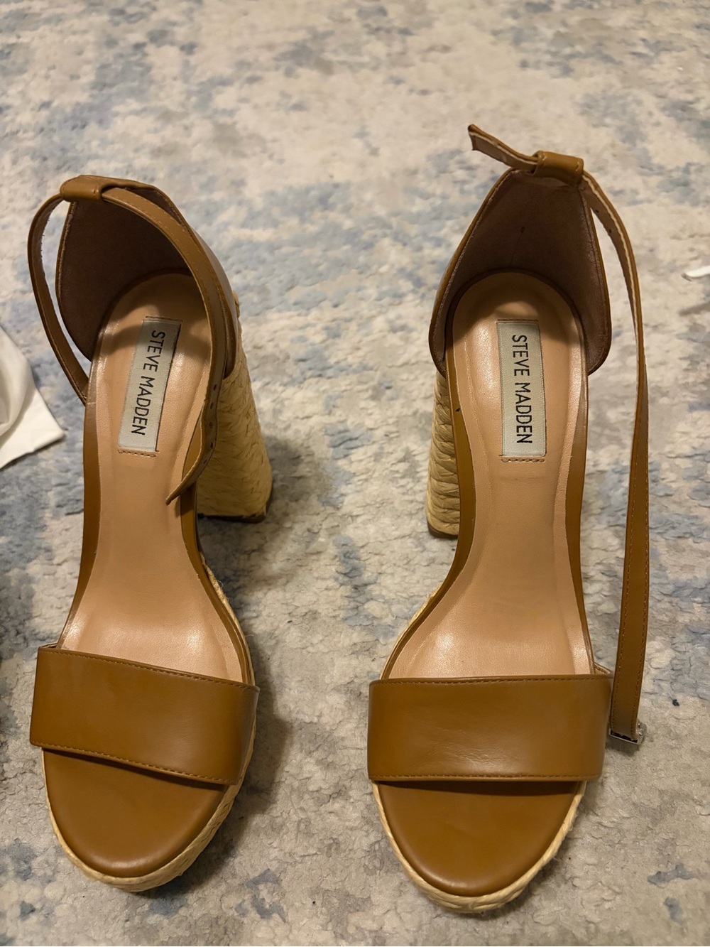 Steve Madden Tan Braided-Platform Strappy Heels - Picture 4 of 6